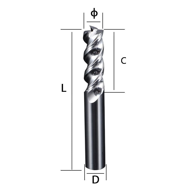 60 degree 3-blade U-groove high-efficiency aluminum milling cutter tungsten steel alloy milling cutter for aluminum alloy special high gloss extended end milling cutter Shandong Denso Pricision Tools Co.,Ltd.